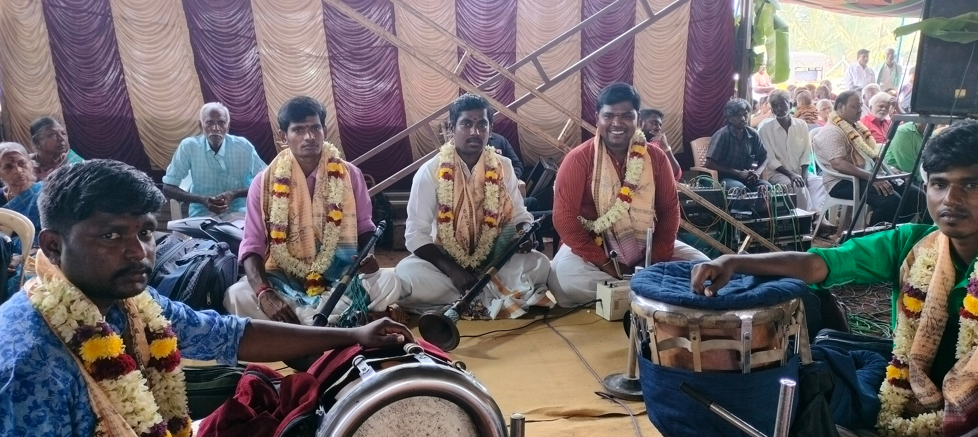 Garlanded Nadaswaram artists at cultural event
